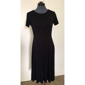 Urban CoCo Women's Short Sleeve Waisted Slim Fit Midi Dress (S, Black)